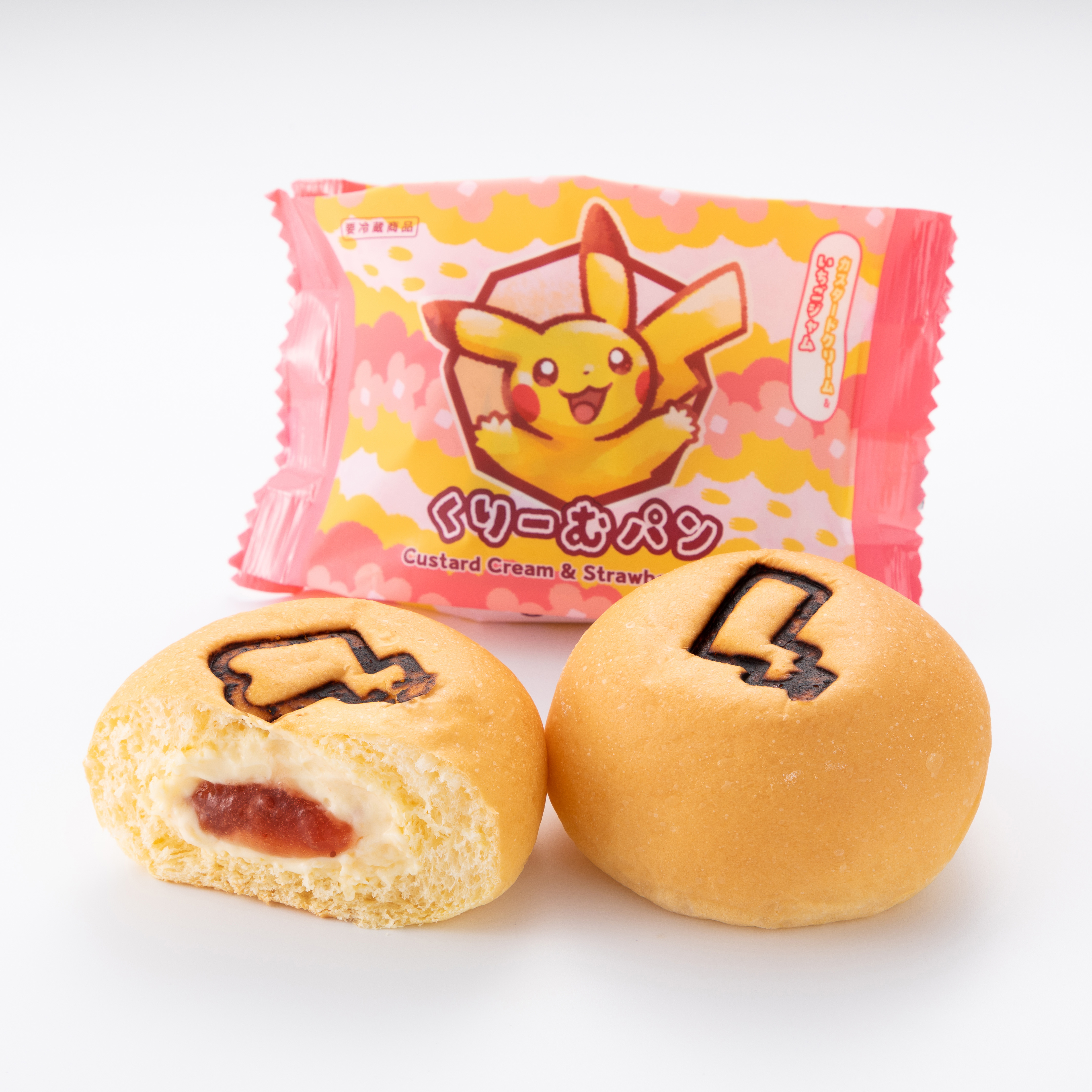 くりーむパン ピカチュウ (カスタードクリーム＆いちごジャム 
